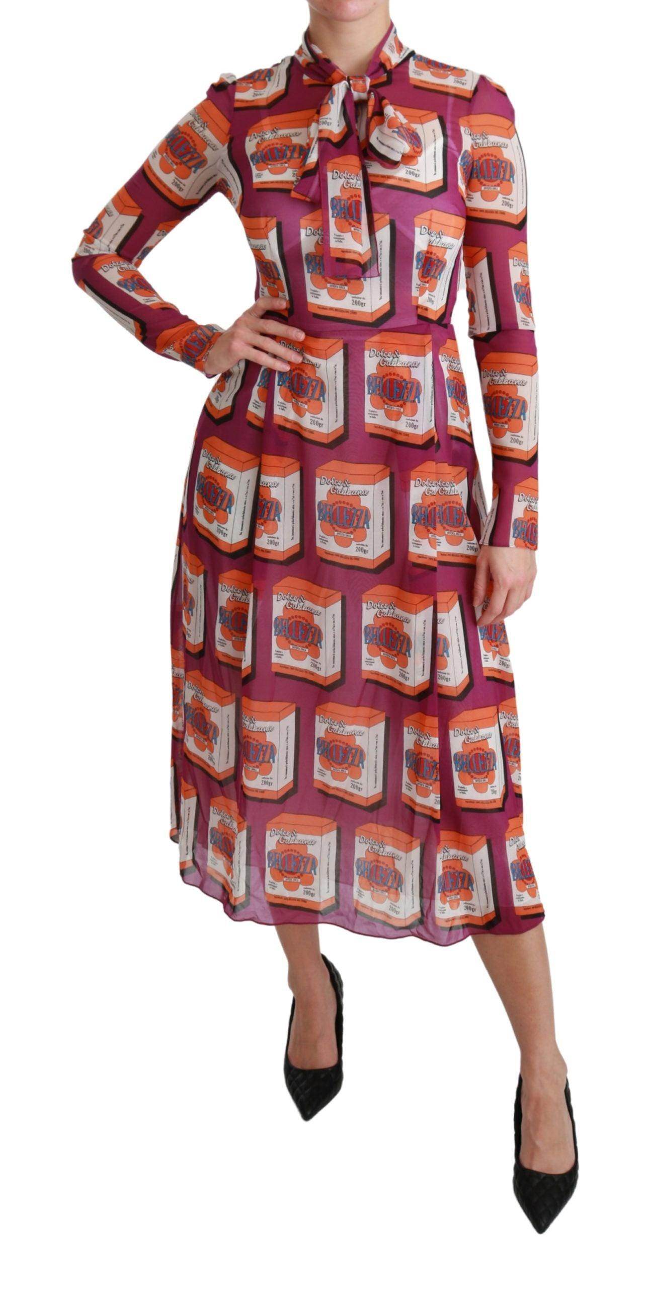 Dolce & Gabbana Elegant Bellezza Print Silk Maxi Dress - Hilstor