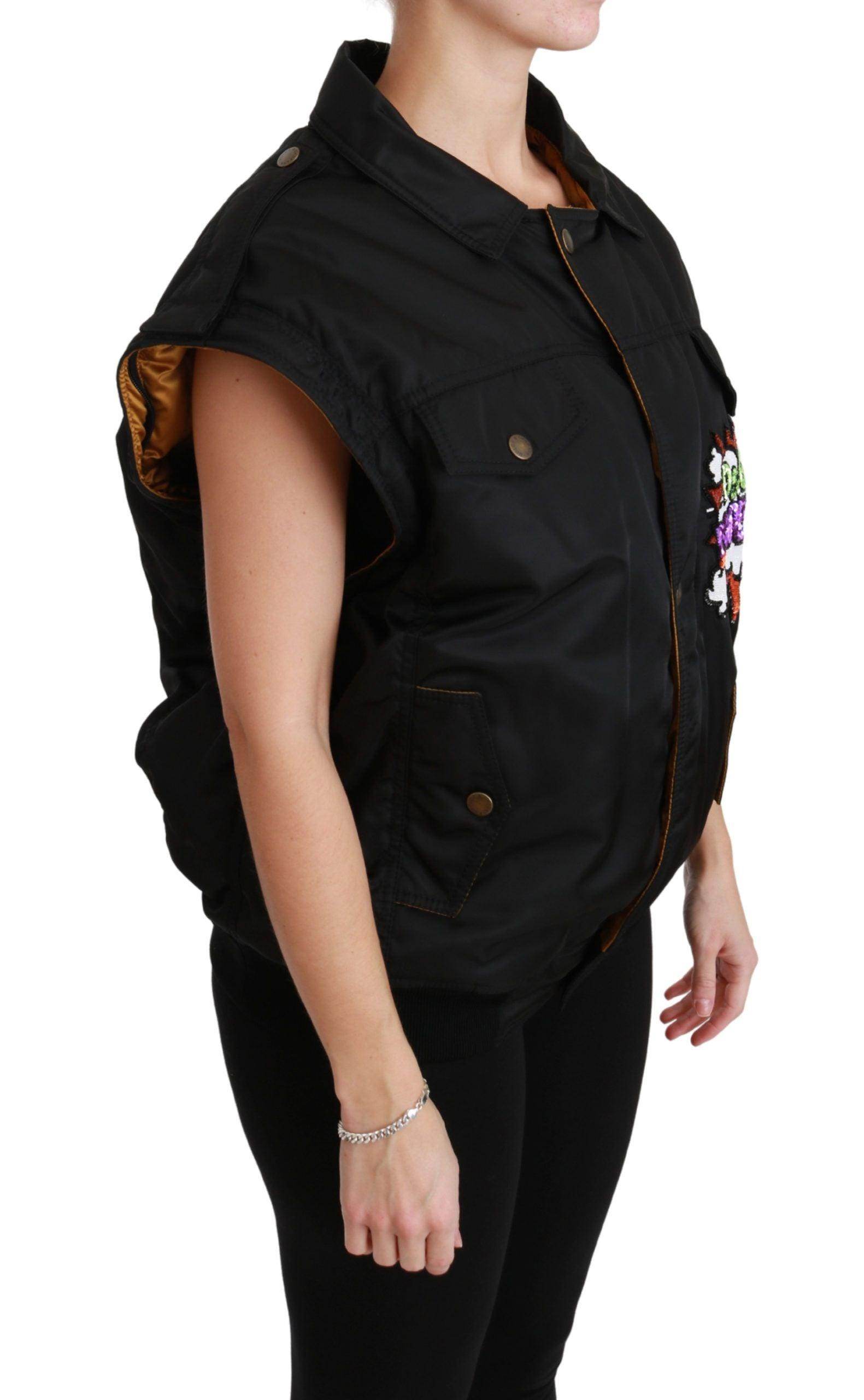 Dolce & Gabbana Elegant Black Bomber Jacket with Detachable Features - Hilstor