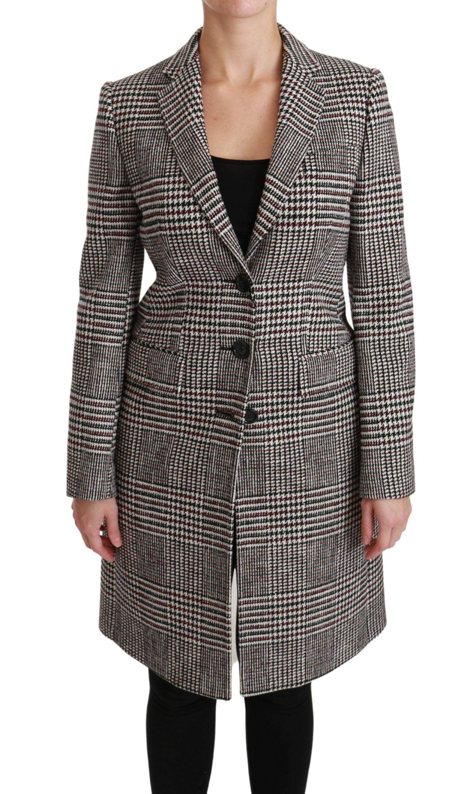 Dolce & Gabbana Elegant Multicolor Checked Knee-Length Jacket Coat - Hilstor
