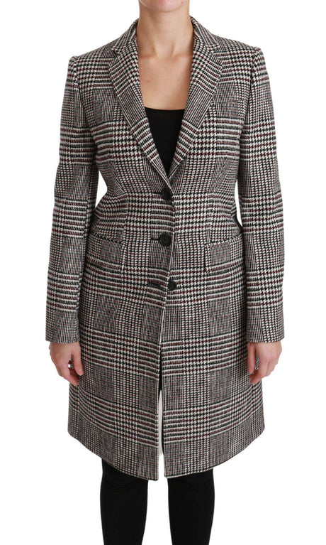 Dolce & Gabbana Elegant Multicolor Checked Knee-Length Jacket Coat - Hilstor
