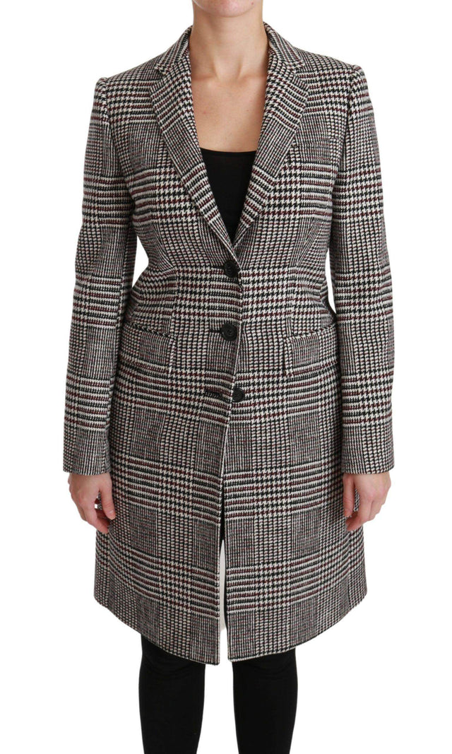 Dolce & Gabbana Elegant Multicolor Checked Knee-Length Jacket Coat - Hilstor
