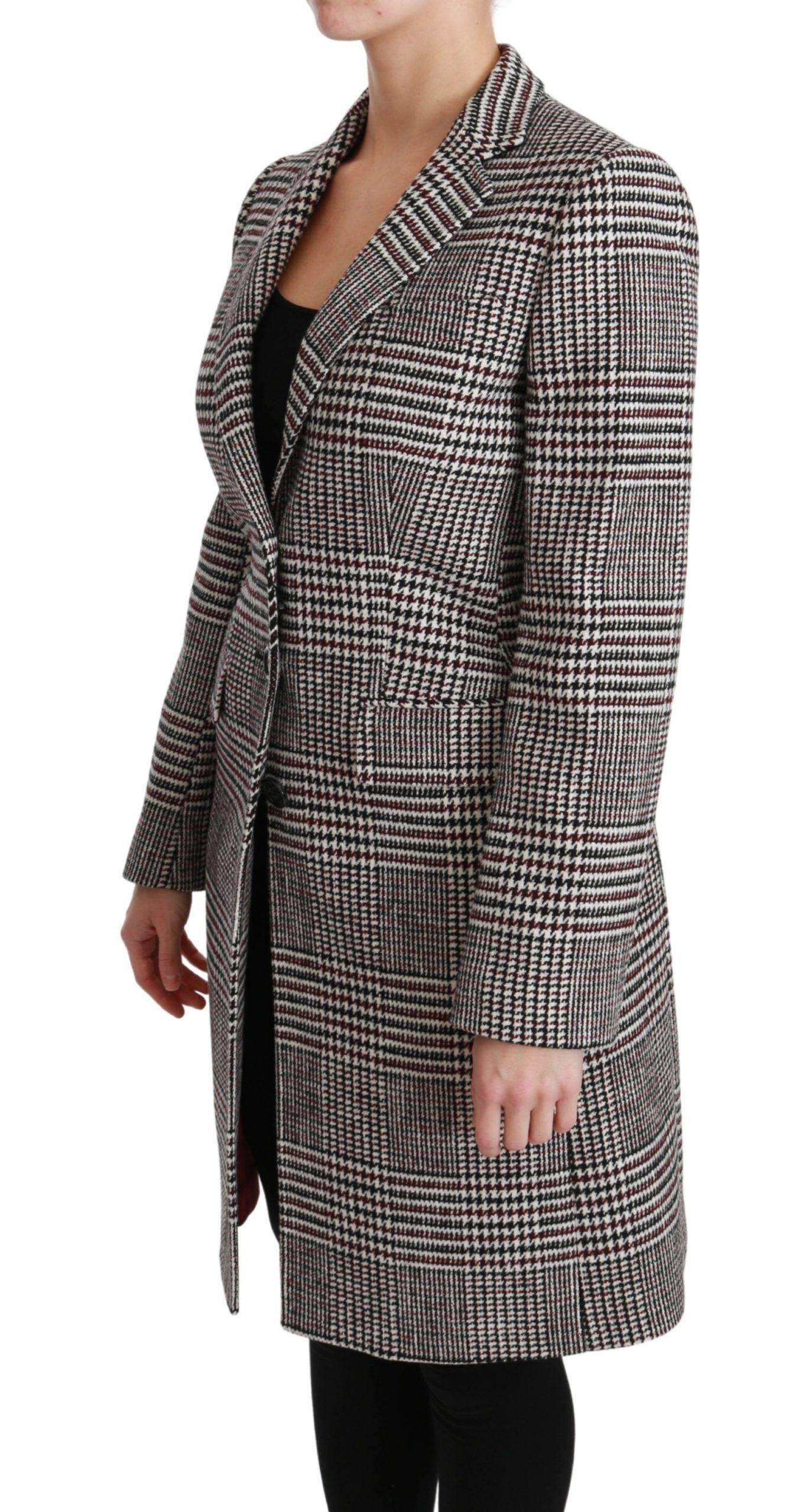 Dolce & Gabbana Elegant Multicolor Checked Knee-Length Jacket Coat - Hilstor