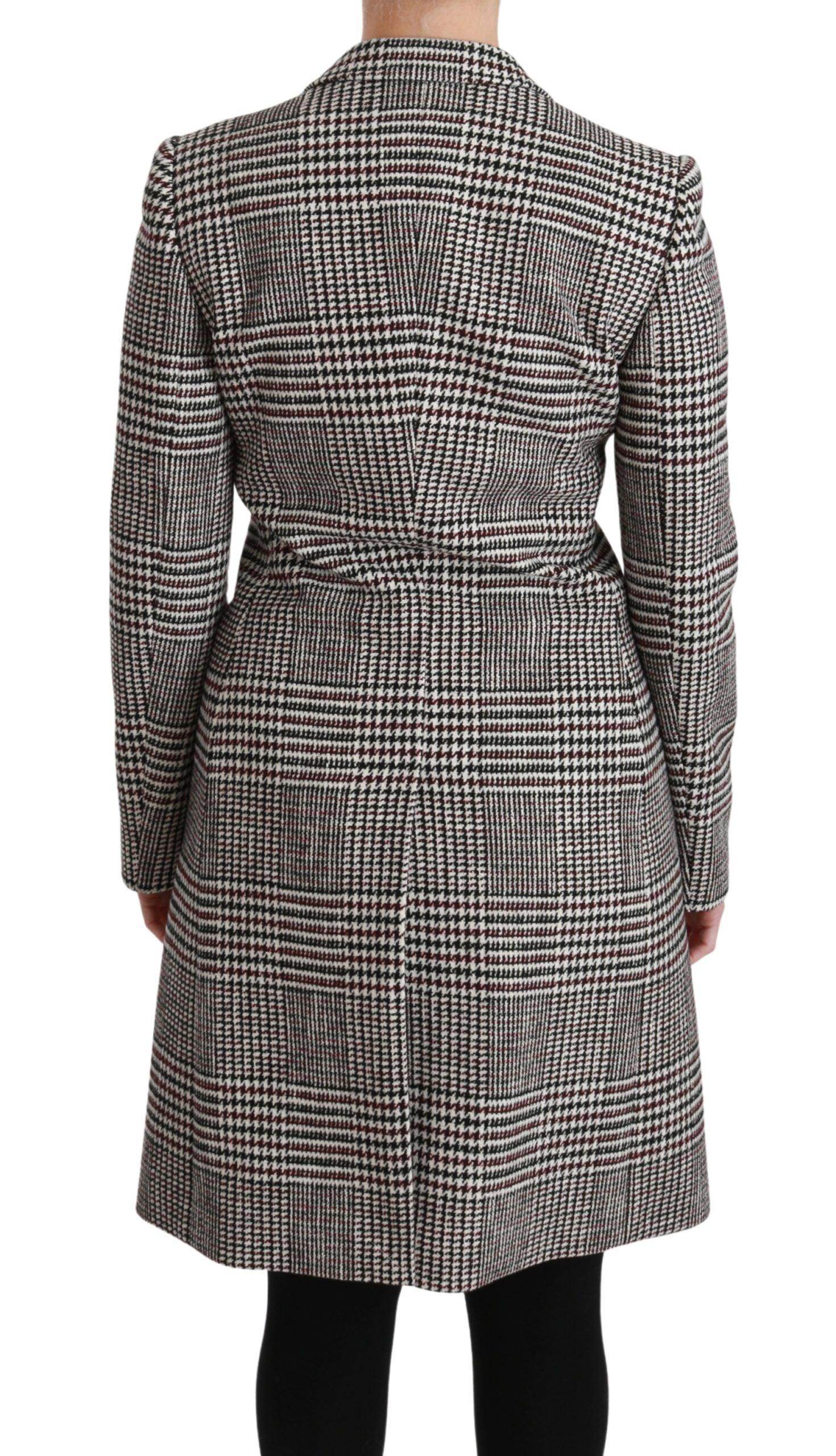 Dolce & Gabbana Elegant Multicolor Checked Knee-Length Jacket Coat - Hilstor