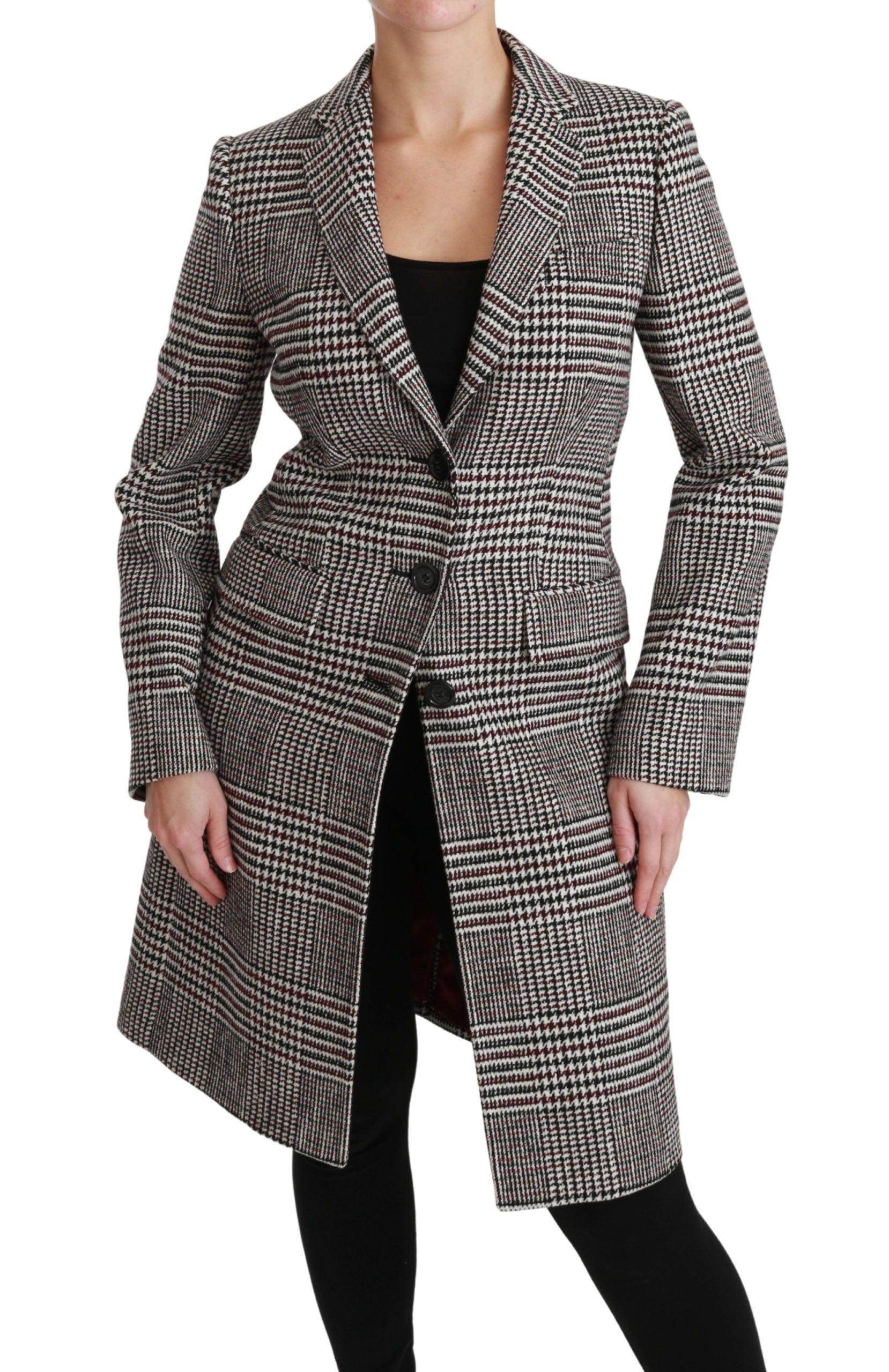 Dolce & Gabbana Elegant Multicolor Checked Knee-Length Jacket Coat - Hilstor