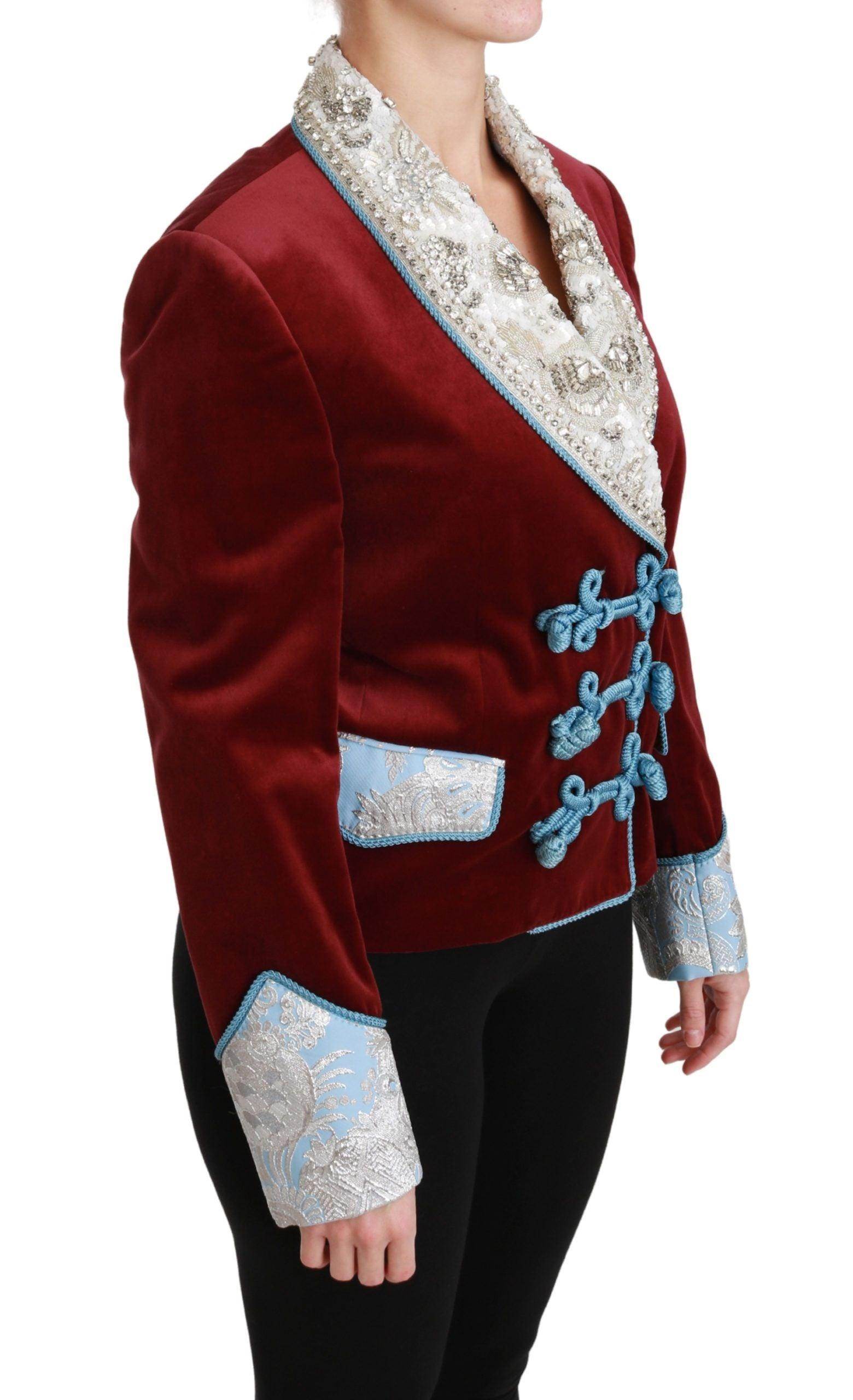 Dolce & Gabbana Opulent Red Baroque Detail Blazer - Hilstor
