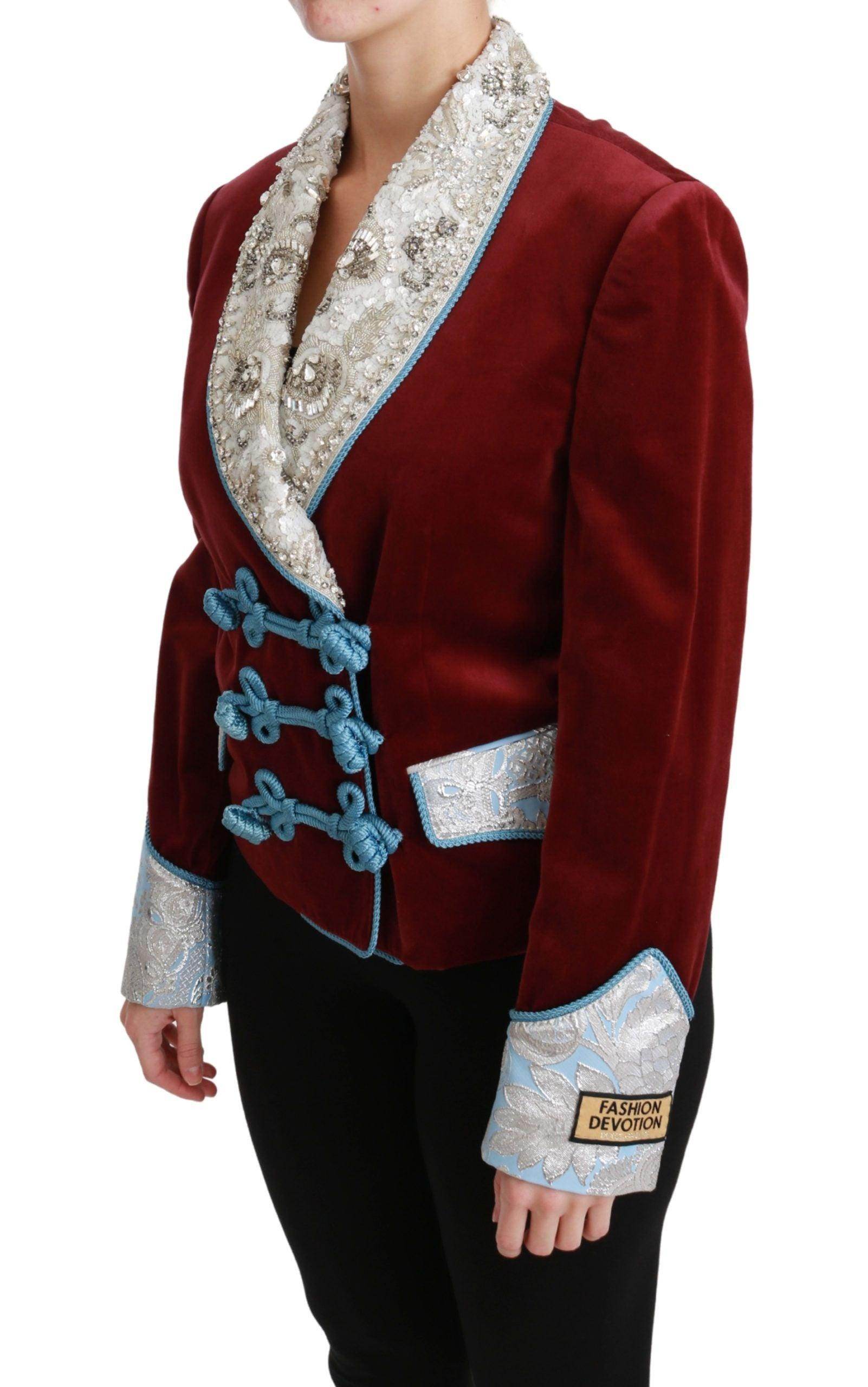Dolce & Gabbana Opulent Red Baroque Detail Blazer - Hilstor