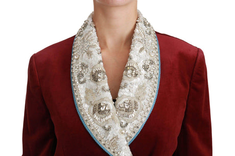 Dolce & Gabbana Opulent Red Baroque Detail Blazer - Hilstor