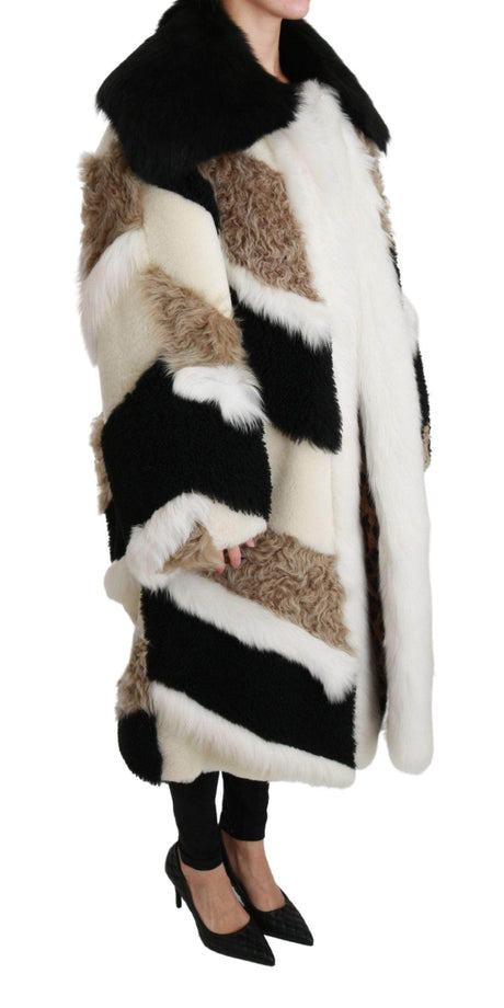 Dolce & Gabbana Elegant Multicolor Shearling Cape Coat - Hilstor