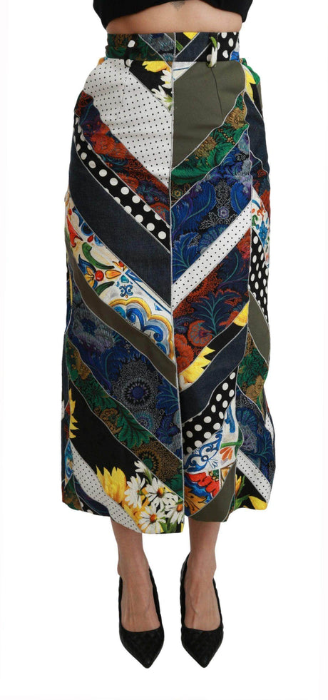 Dolce & Gabbana Elegant Geometric Print High-Waist Skirt - Hilstor