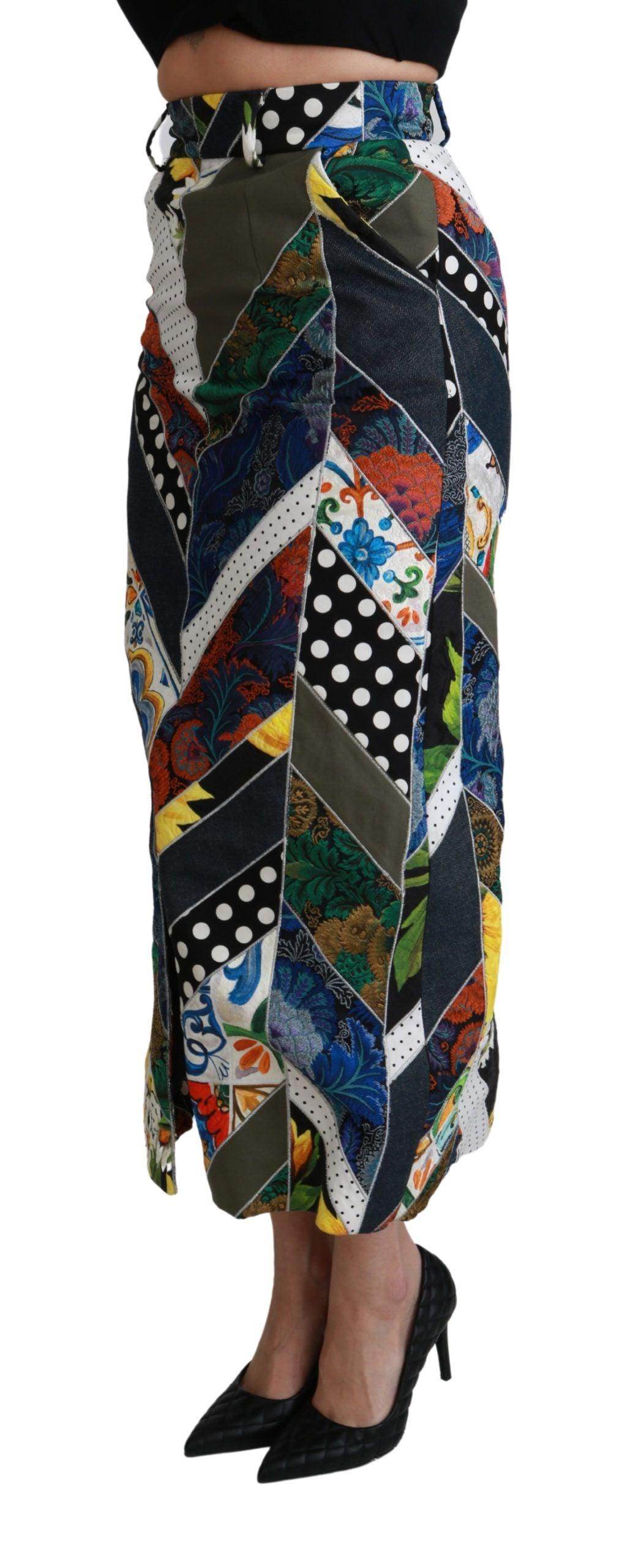 Dolce & Gabbana Elegant Geometric Print High-Waist Skirt - Hilstor
