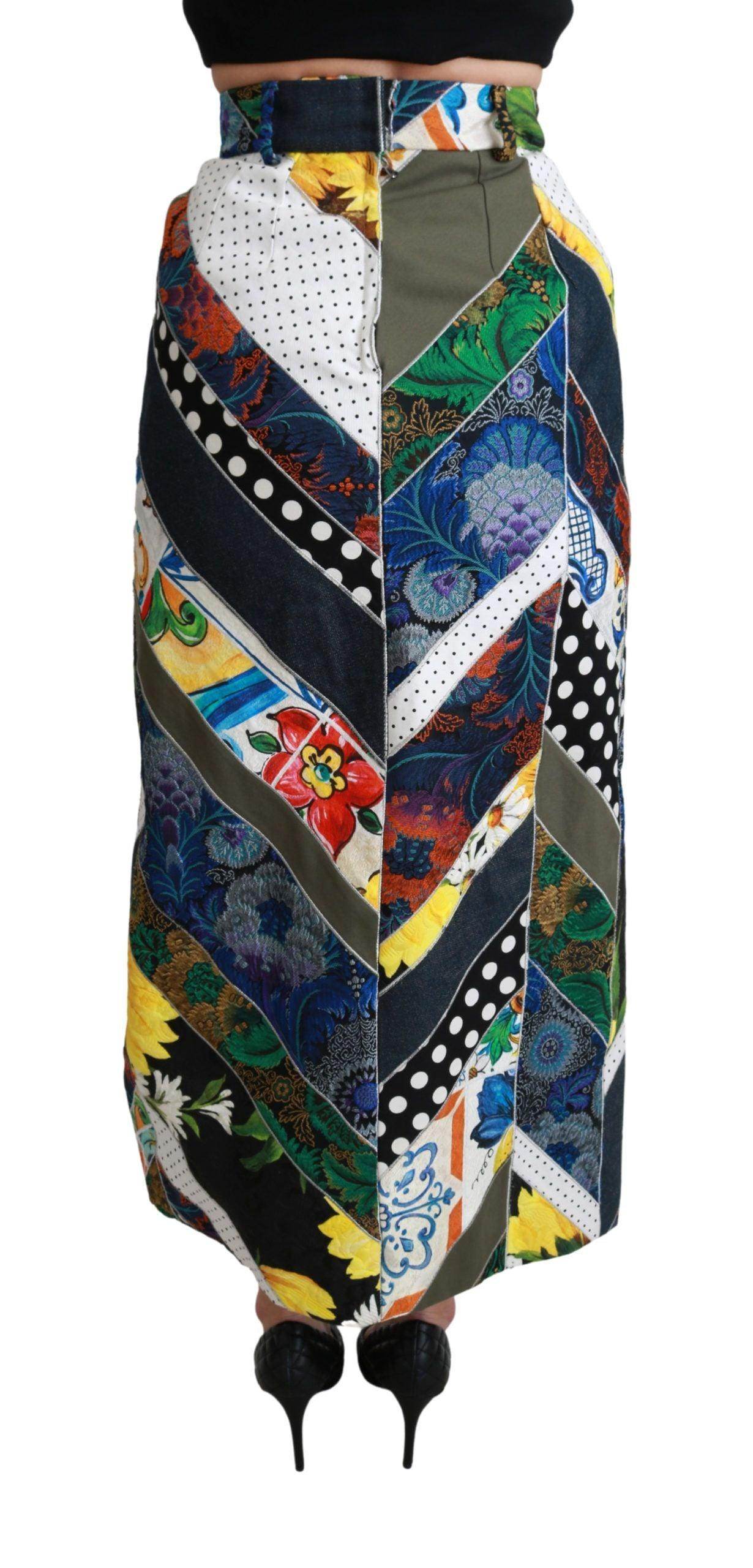 Dolce & Gabbana Elegant Geometric Print High-Waist Skirt - Hilstor