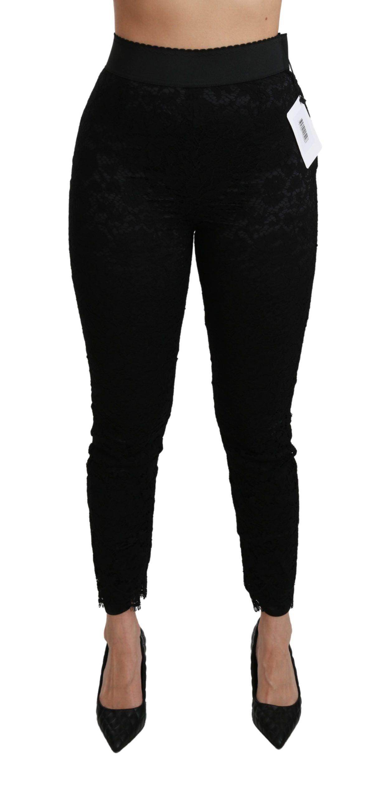 Dolce & Gabbana Elegant High Waist Lace Pants - Hilstor