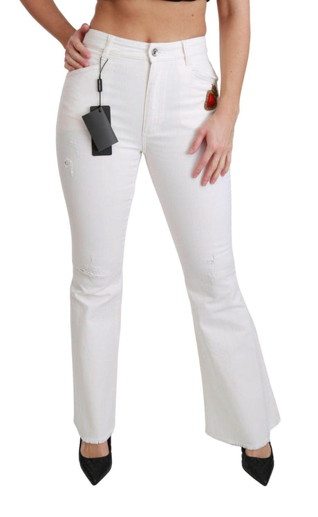 Dolce & Gabbana Chic Flared Mid Waist Embroidered Pants - Hilstor