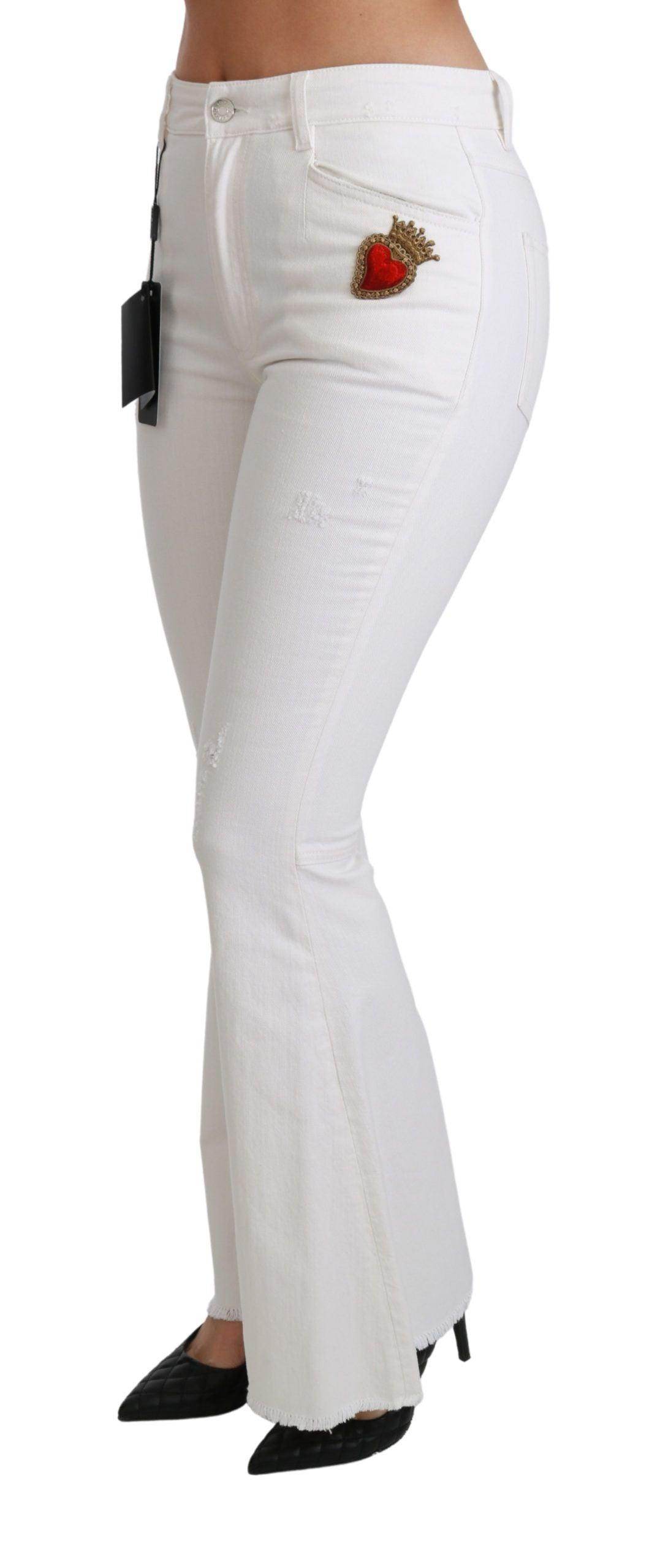 Dolce & Gabbana Chic Flared Mid Waist Embroidered Pants - Hilstor