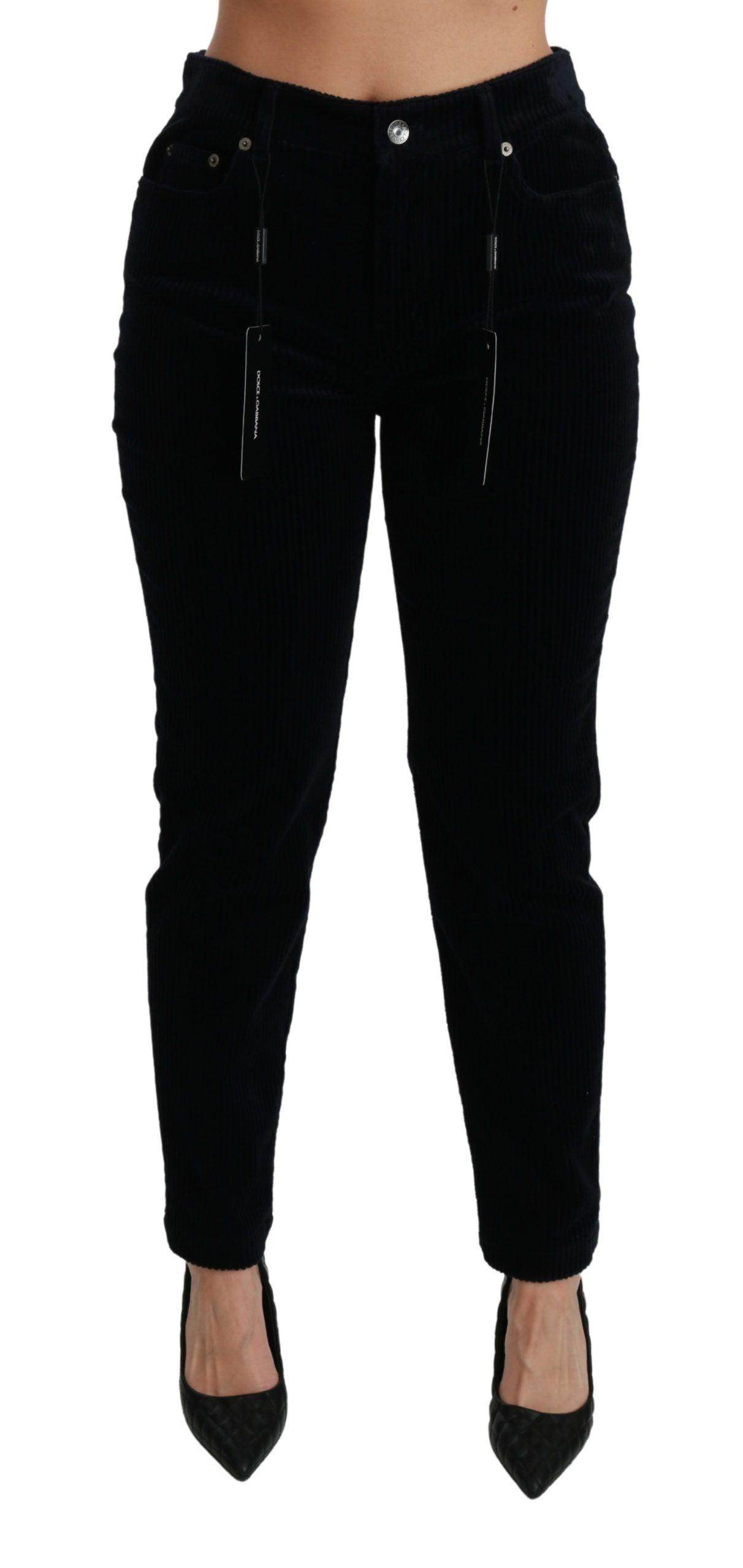 Dolce & Gabbana Chic Mid Waist Skinny Corduroy Jeans - Hilstor