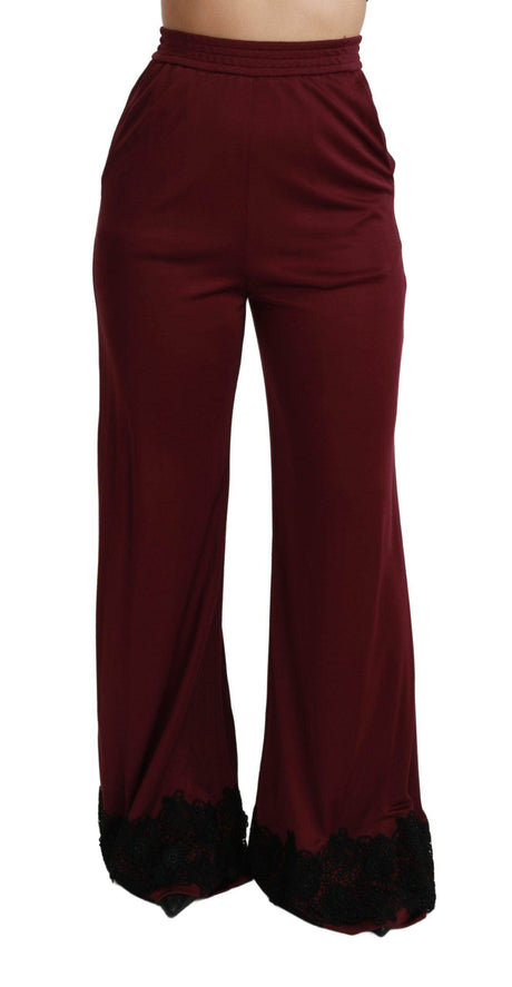 Dolce & Gabbana Elegant Maroon High Waist Wide Leg Trousers - Hilstor