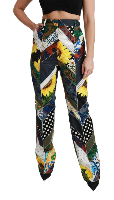 Dolce & Gabbana Elegant High Waist Multicolor Straight Pants - Hilstor