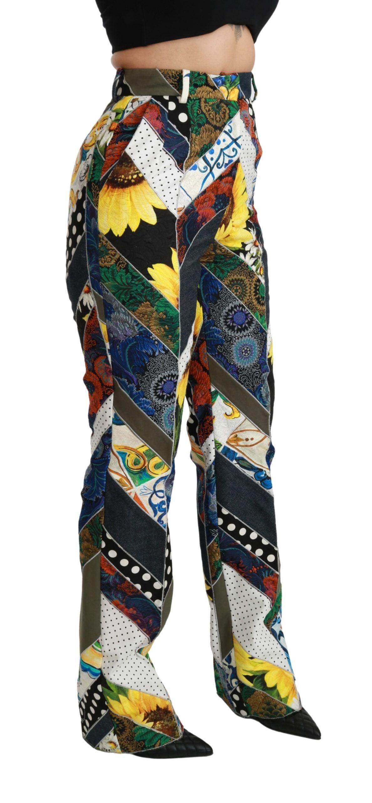 Dolce & Gabbana Elegant High Waist Multicolor Straight Pants - Hilstor