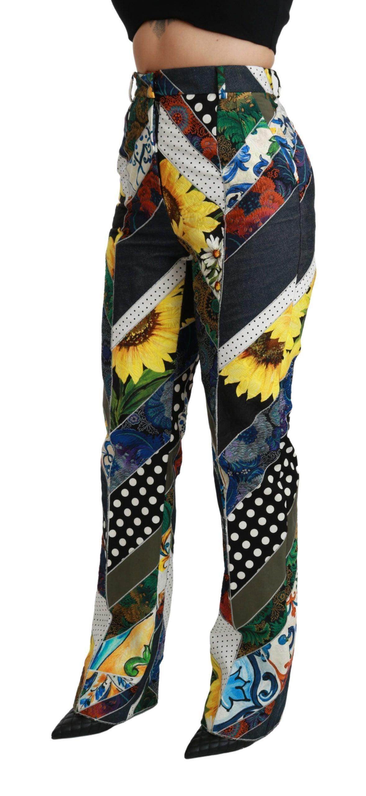 Dolce & Gabbana Elegant High Waist Multicolor Straight Pants - Hilstor