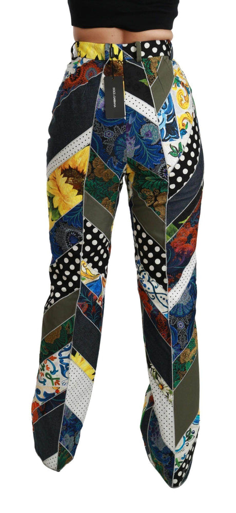 Dolce & Gabbana Elegant High Waist Multicolor Straight Pants - Hilstor