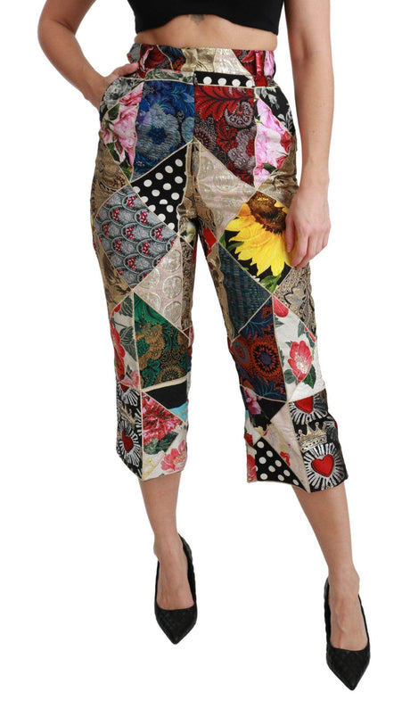 Dolce & Gabbana Elegant High Waist Cropped Silk Blend Trousers - Hilstor