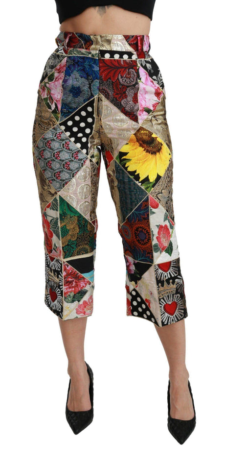 Dolce & Gabbana Elegant High Waist Cropped Silk Blend Trousers - Hilstor
