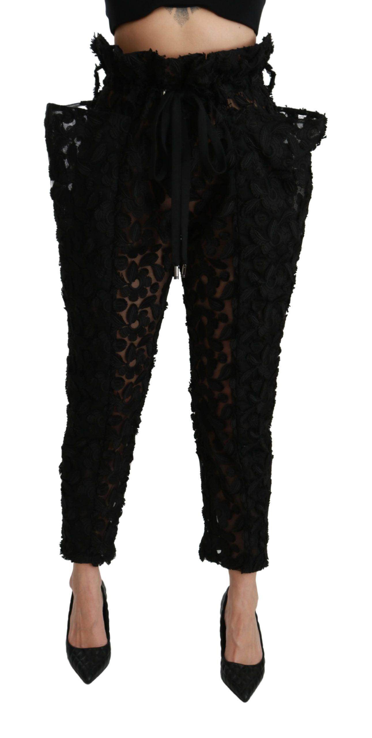 Dolce & Gabbana Chic Tapered High Waist Lace Pants - Hilstor