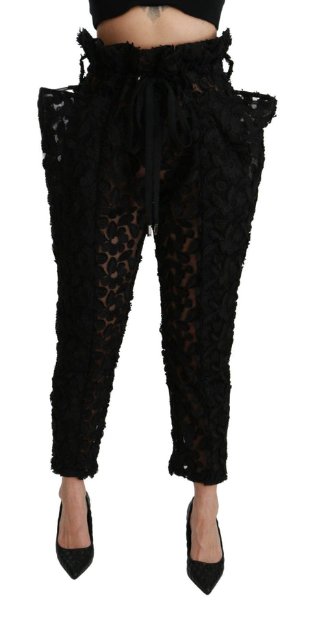 Dolce & Gabbana Chic Tapered High Waist Lace Pants - Hilstor