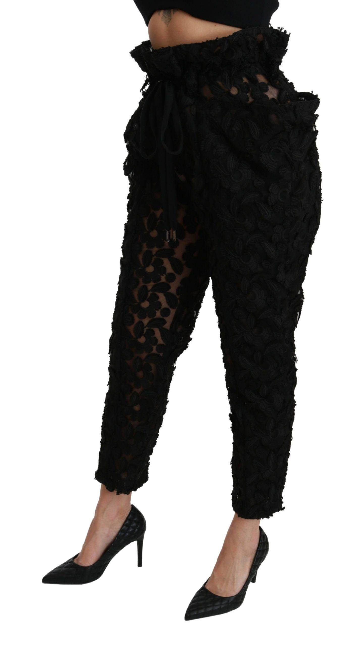 Dolce & Gabbana Chic Tapered High Waist Lace Pants - Hilstor