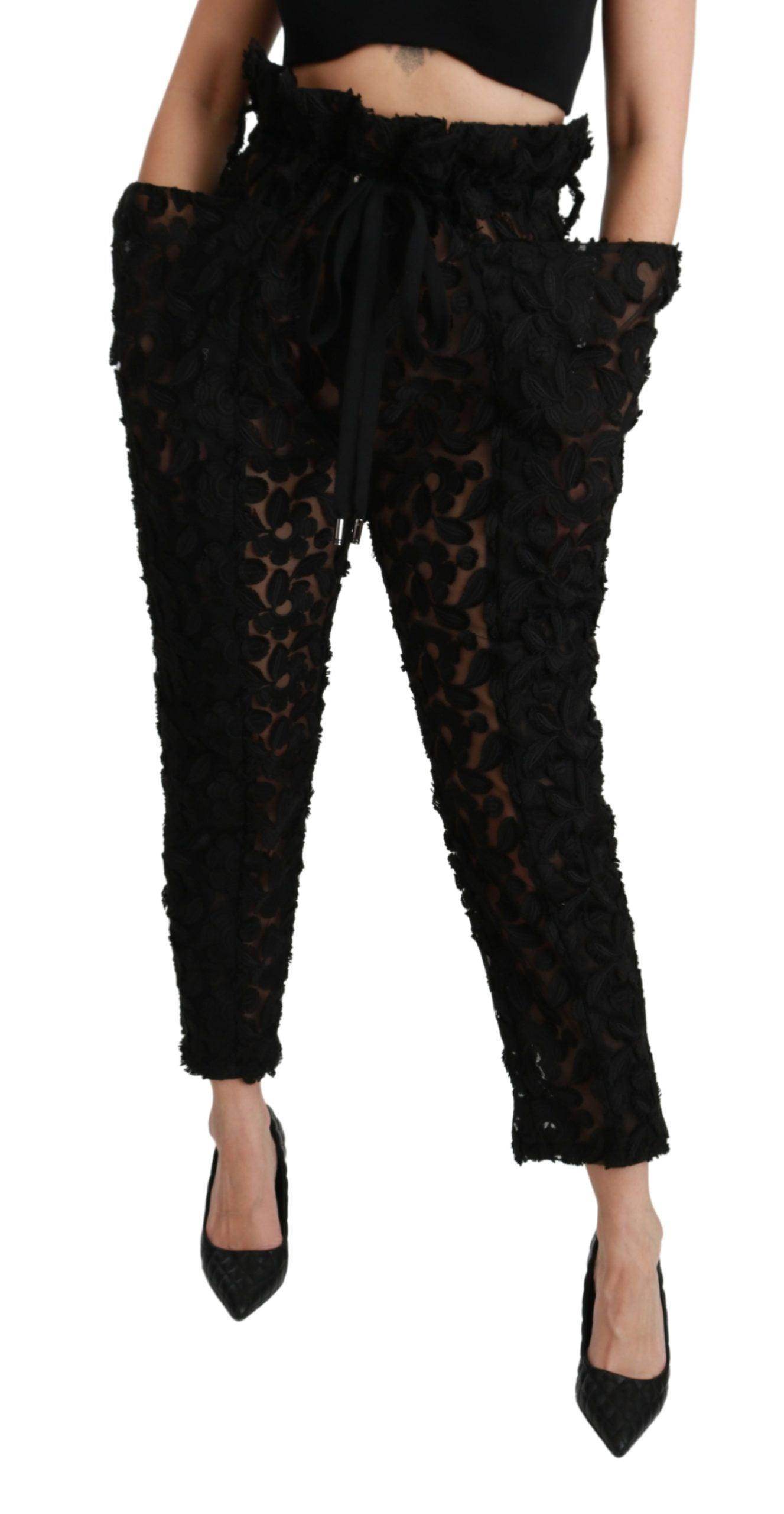 Dolce & Gabbana Chic Tapered High Waist Lace Pants - Hilstor