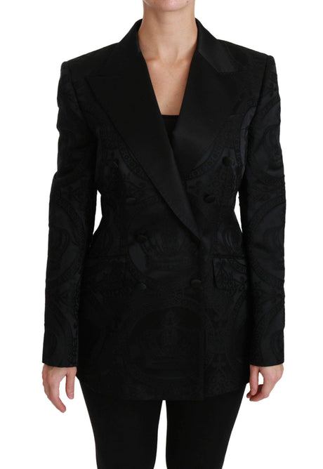 Dolce & Gabbana Elegant Crown-Patterned Double Breasted Jacket - Hilstor