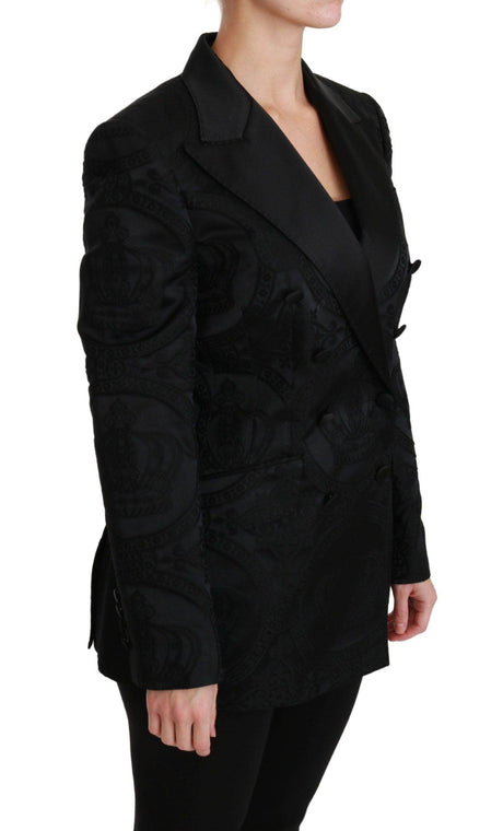 Dolce & Gabbana Elegant Crown-Patterned Double Breasted Jacket - Hilstor
