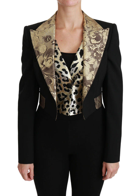 Dolce & Gabbana Opulent Black Gold Floral Jacket and Vest Ensemble - Hilstor