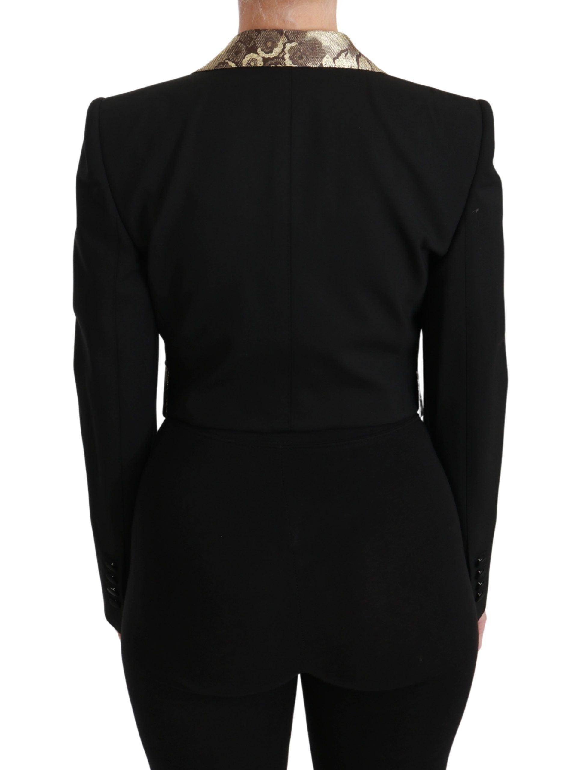 Dolce & Gabbana Opulent Black Gold Floral Jacket and Vest Ensemble - Hilstor