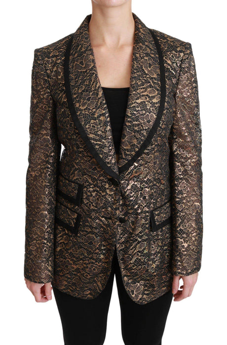 Dolce & Gabbana Elegant Gold Floral Lace Blazer Jacket - Hilstor