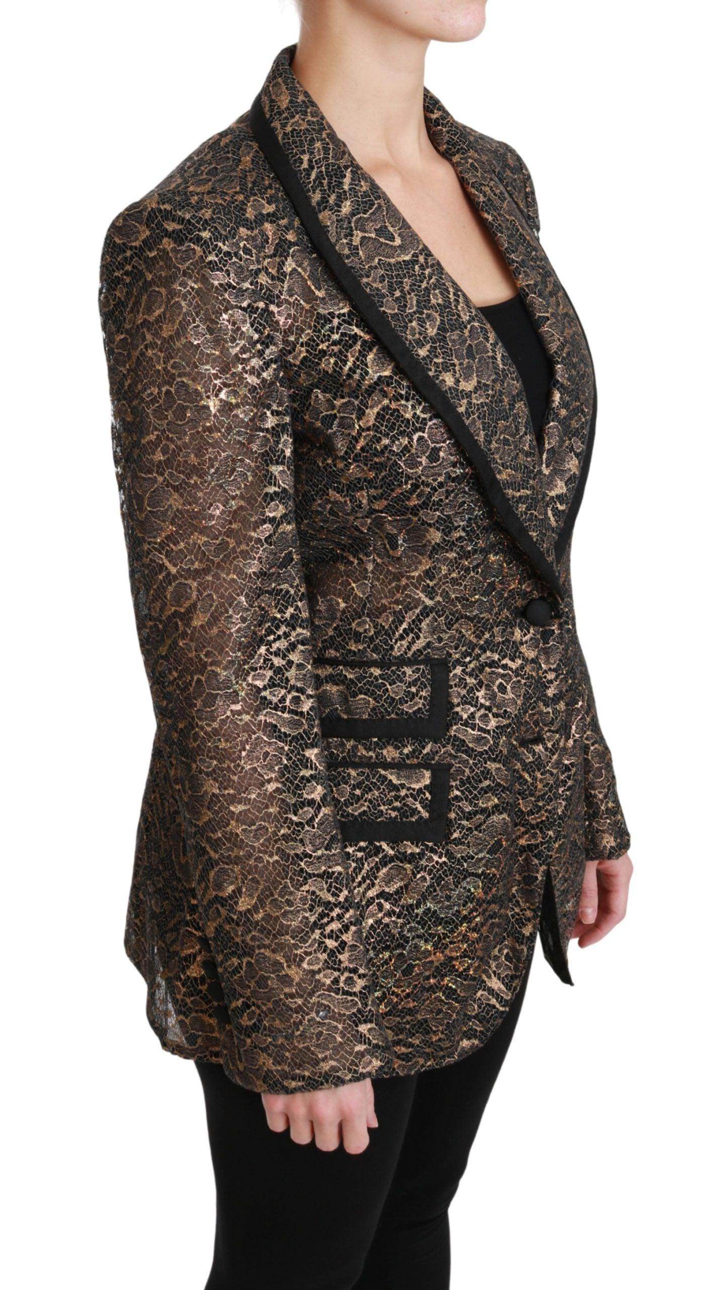 Dolce & Gabbana Elegant Gold Floral Lace Blazer Jacket - Hilstor
