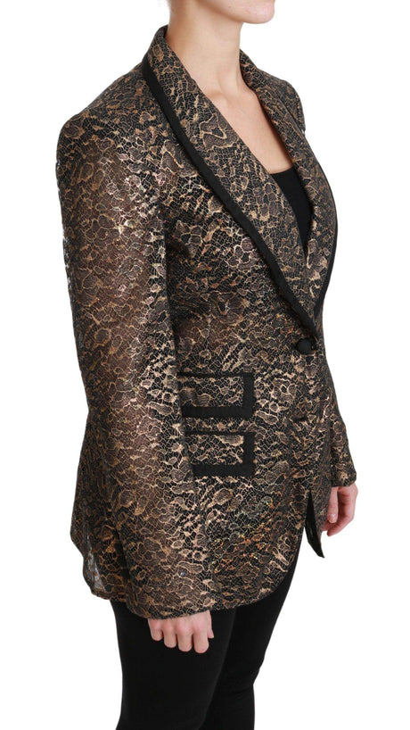 Dolce & Gabbana Elegant Gold Floral Lace Blazer Jacket - Hilstor
