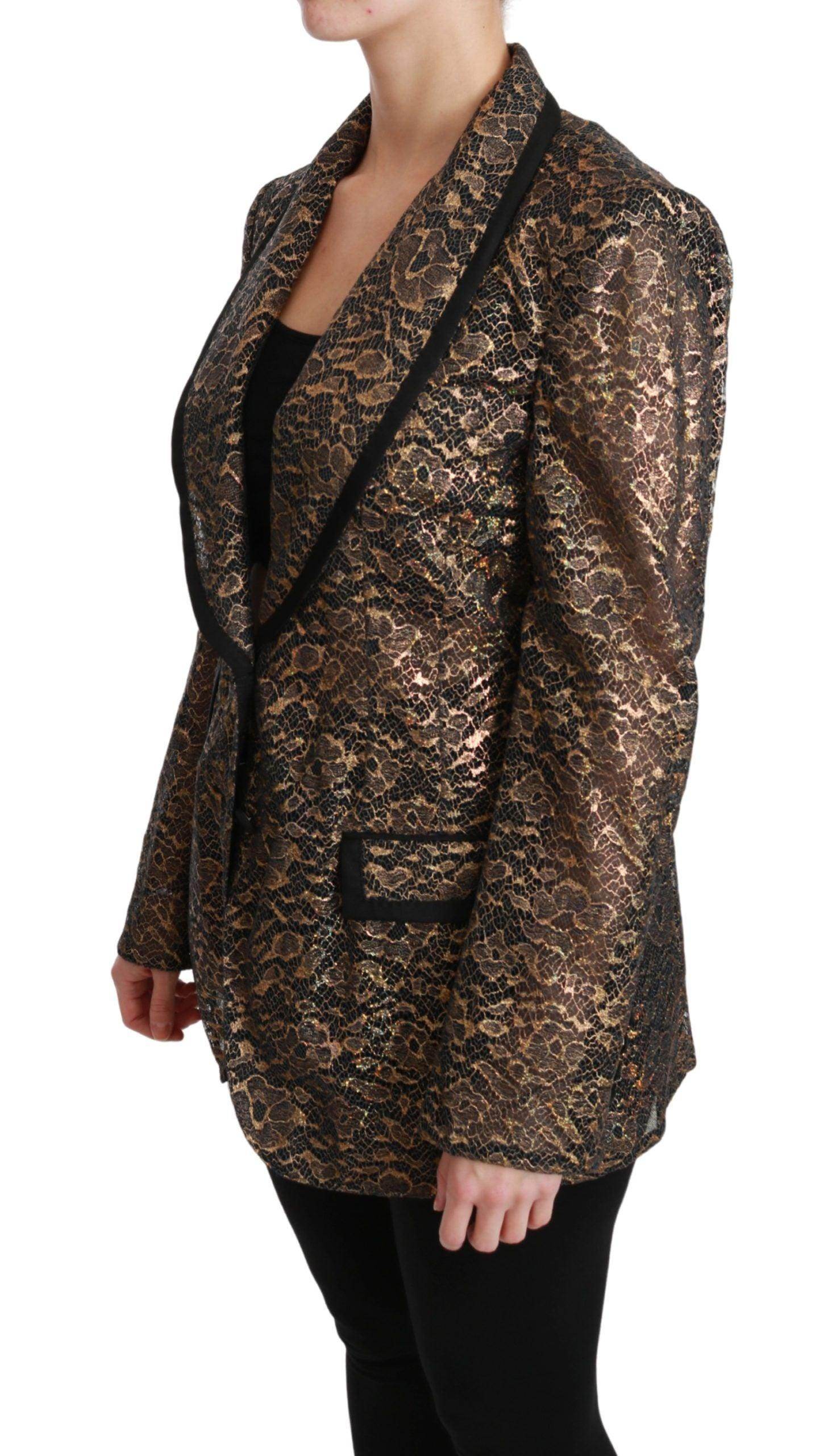 Dolce & Gabbana Elegant Gold Floral Lace Blazer Jacket - Hilstor