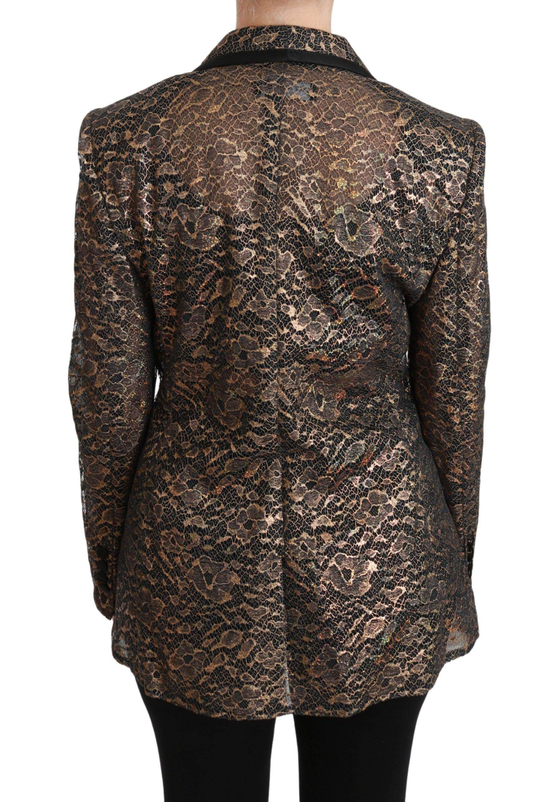 Dolce & Gabbana Elegant Gold Floral Lace Blazer Jacket - Hilstor