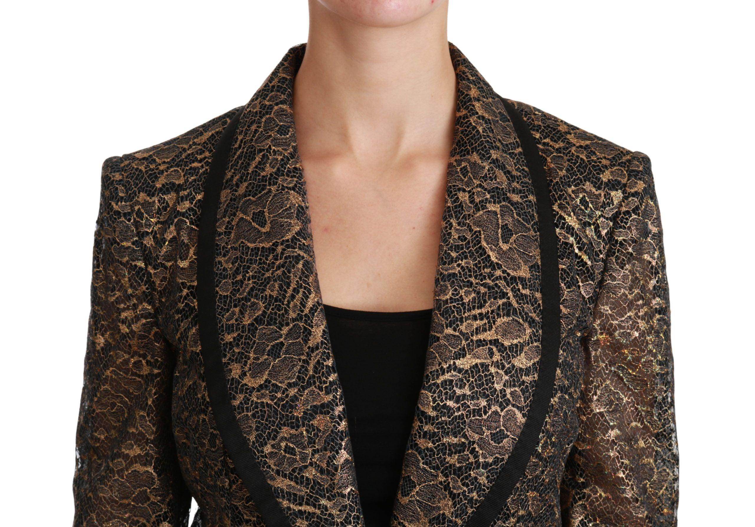 Dolce & Gabbana Elegant Gold Floral Lace Blazer Jacket - Hilstor