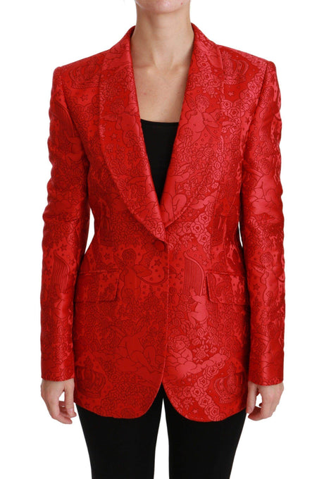 Dolce & Gabbana Red Floral Angel Pattern Blazer - Hilstor