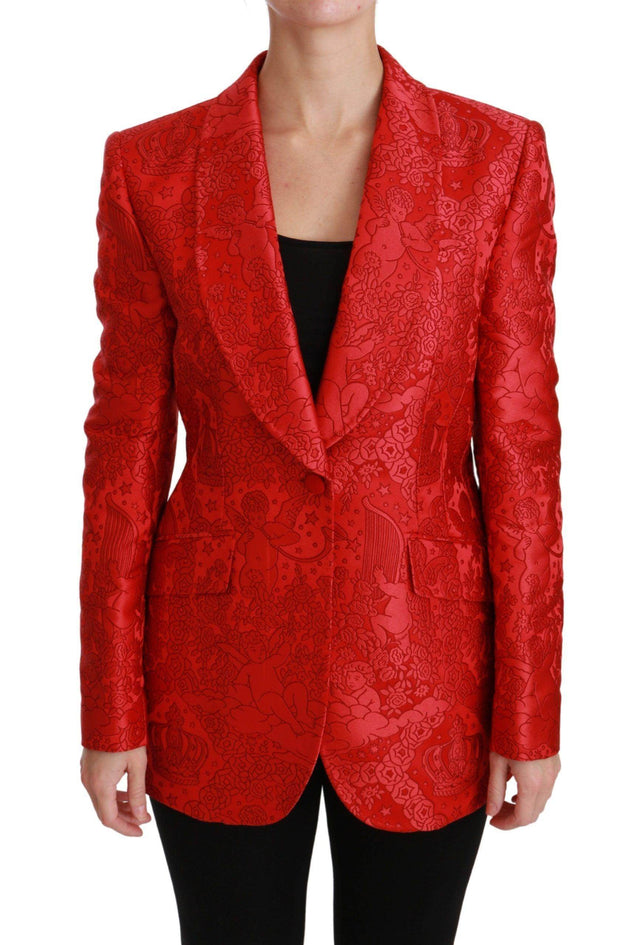 Dolce & Gabbana Red Floral Angel Pattern Blazer - Hilstor