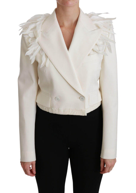 Dolce & Gabbana Elegant White Double Breasted Blazer Jacket - Hilstor