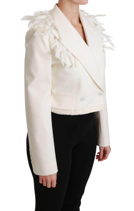 Dolce & Gabbana Elegant White Double Breasted Blazer Jacket - Hilstor