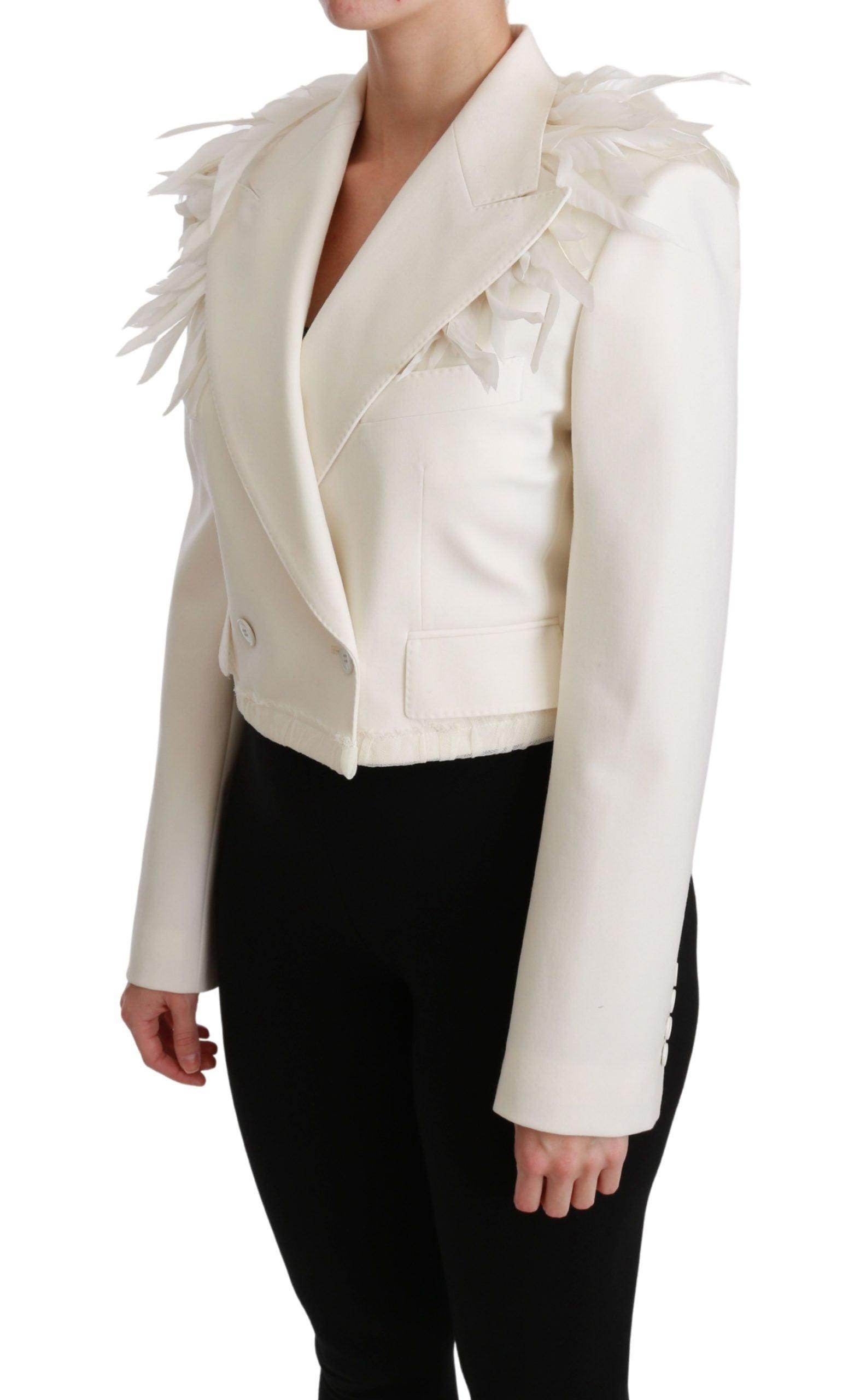 Dolce & Gabbana Elegant White Double Breasted Blazer Jacket - Hilstor