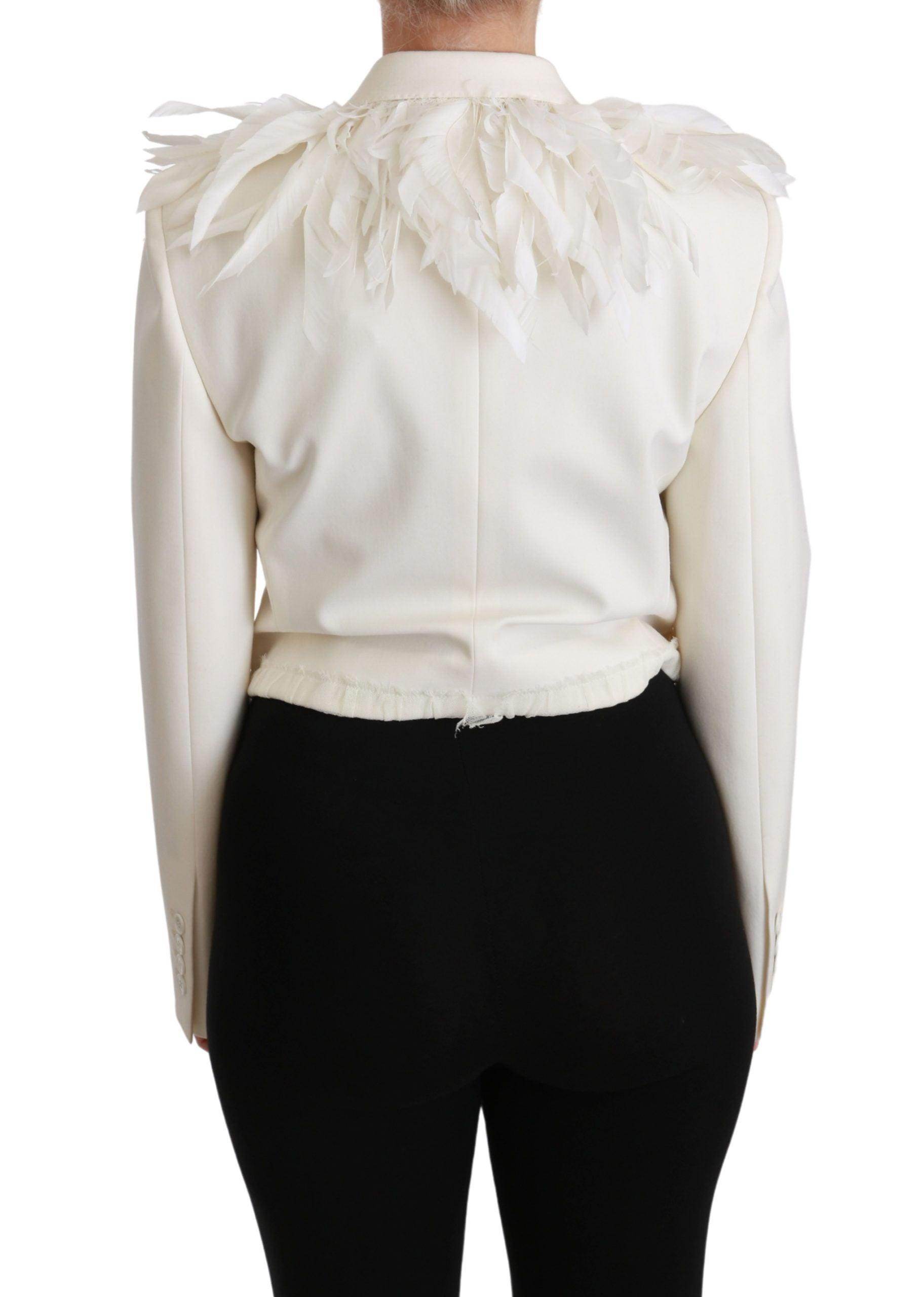 Dolce & Gabbana Elegant White Double Breasted Blazer Jacket - Hilstor
