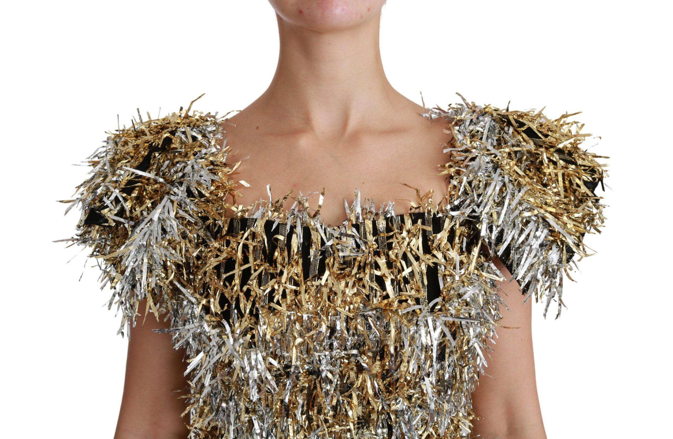 Dolce & Gabbana Elegant Silver Layered Shift Mini Dress - Hilstor