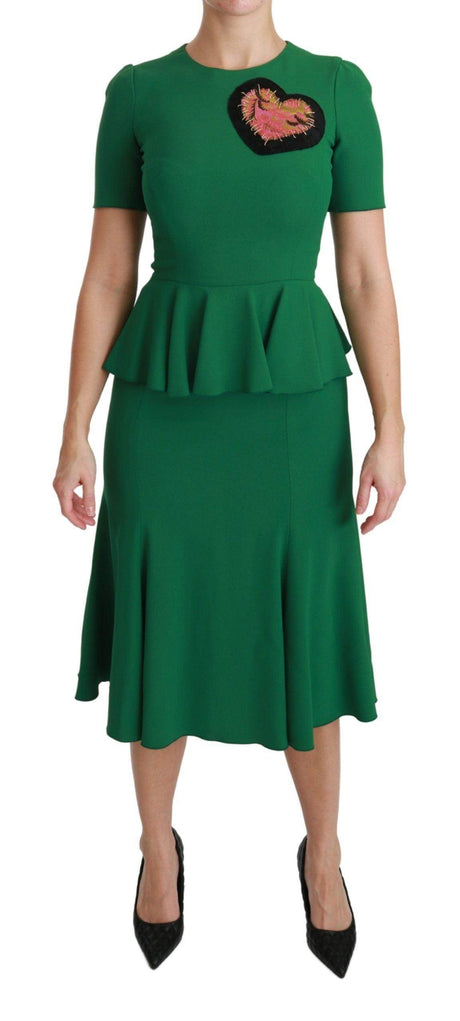 Dolce & Gabbana Enchanted Green Mermaid Midi Dress - Hilstor