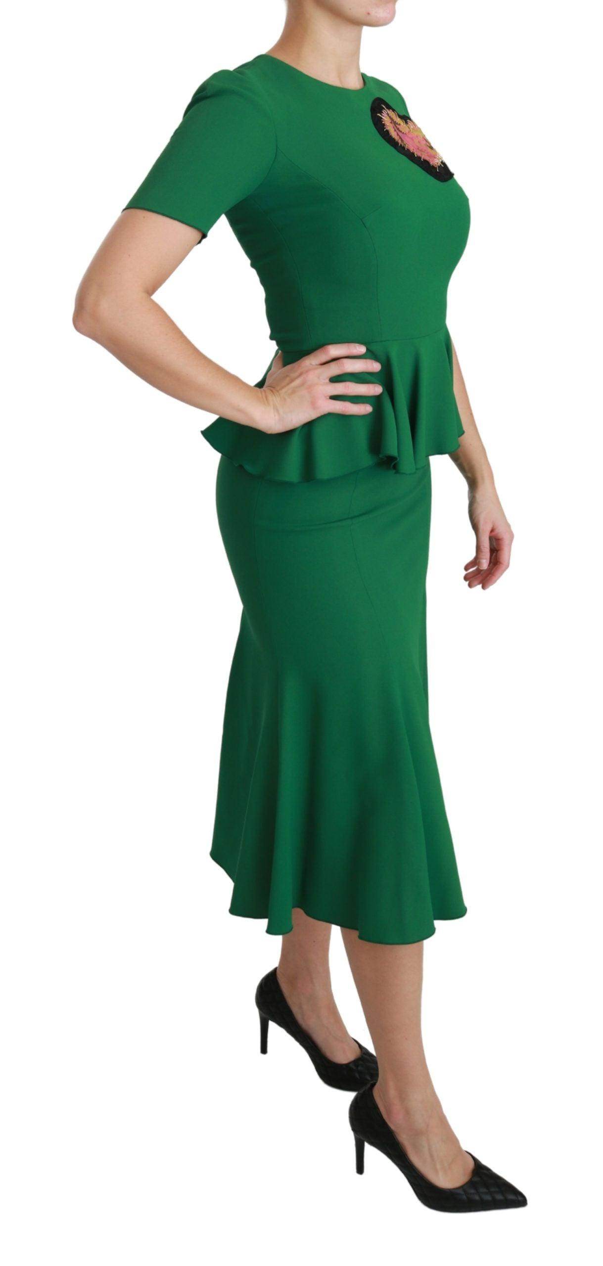 Dolce & Gabbana Enchanted Green Mermaid Midi Dress - Hilstor