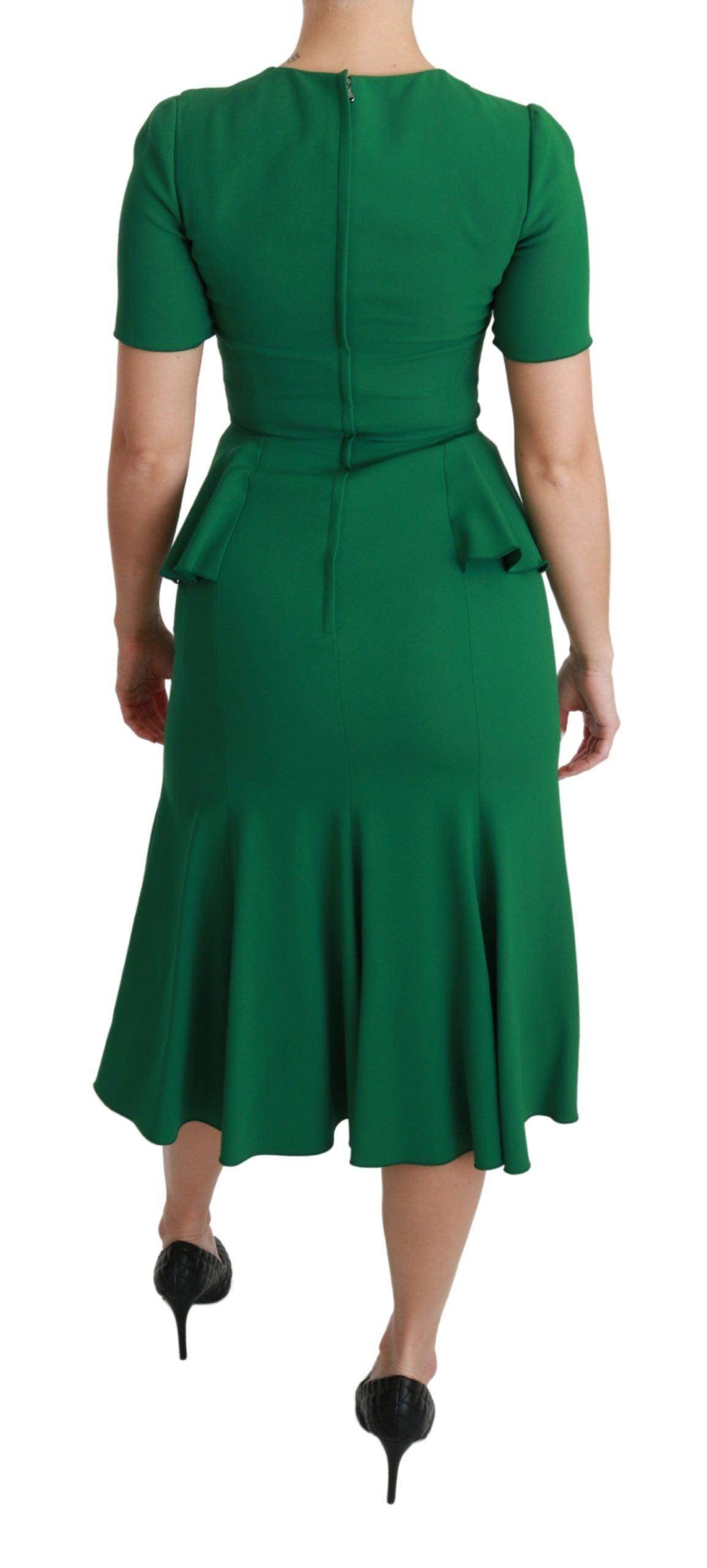 Dolce & Gabbana Enchanted Green Mermaid Midi Dress - Hilstor